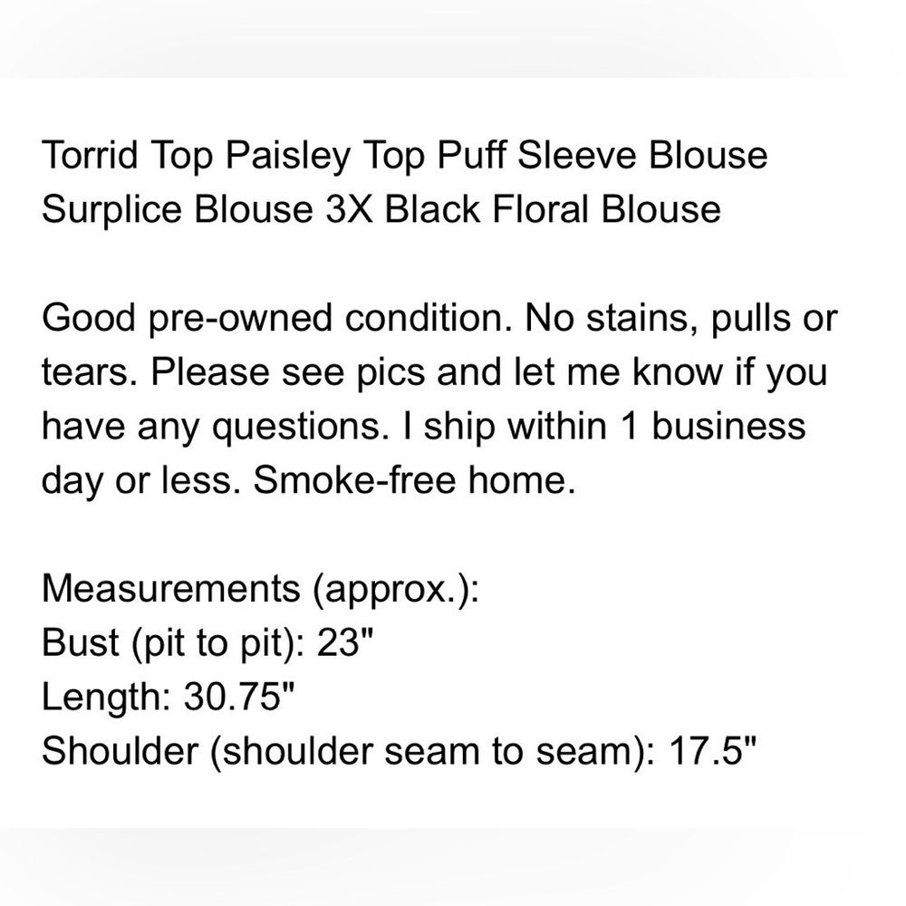 Torrid Romantic Paisley Surplice Puff Sleeve Top - Picture 5 of 5